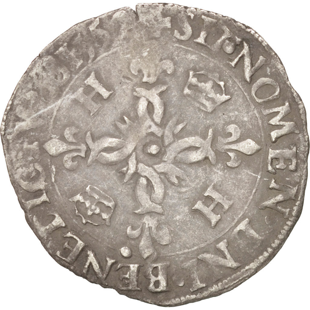 Coin, France, Douzain aux croissants, 1552, Dijon, VF(30-35), Billon