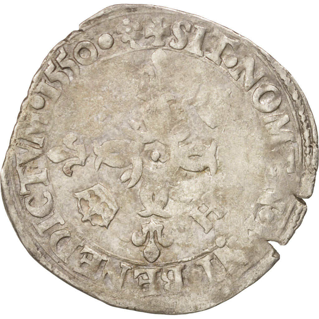 Coin, France, Douzain aux croissants, 1550, Limoges, VF(20-25), Billon