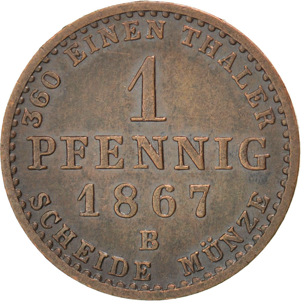 GERMAN STATES, Pfennig, 1867, KM #96, AU(55-58), Copper, 1.54