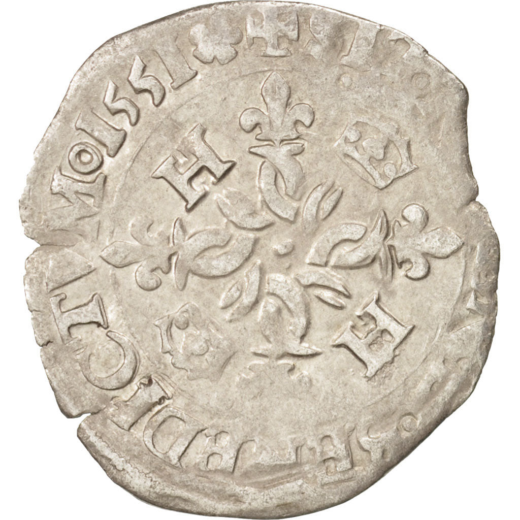 Monnaie, France, Douzain aux croissants, 1551, Romans, TB+, Billon, Duplessy:997