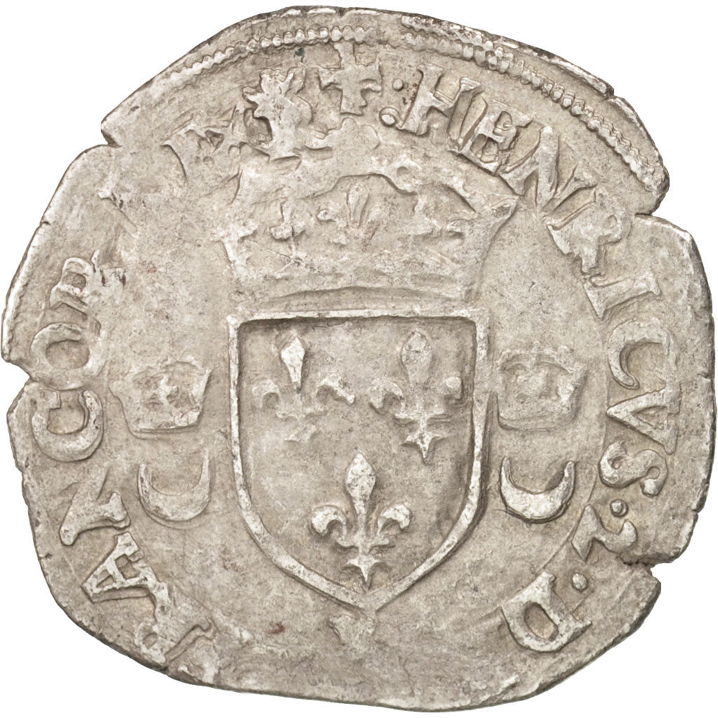 Coin, France, Douzain aux croissants, 1551, Romans, VF(30-35), Billon