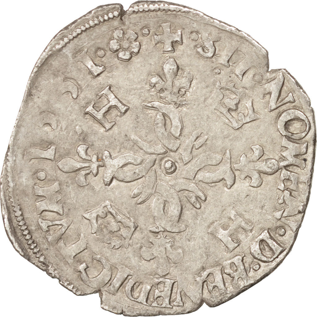 Coin, France, Douzain aux croissants, 1551, Romans, VF(30-35), Billon