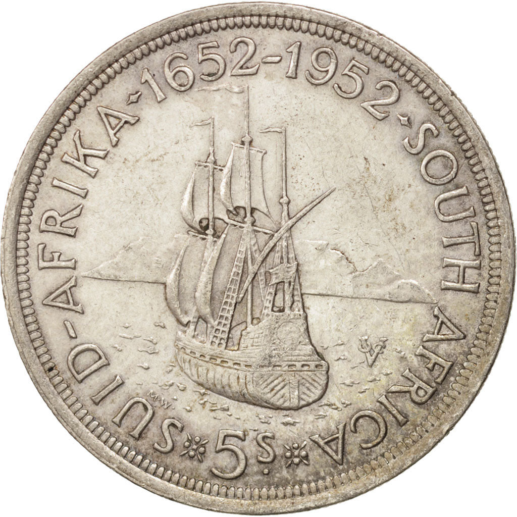 South Africa, George VI, 5 Shillings, 1952, AU(50-53), Silver