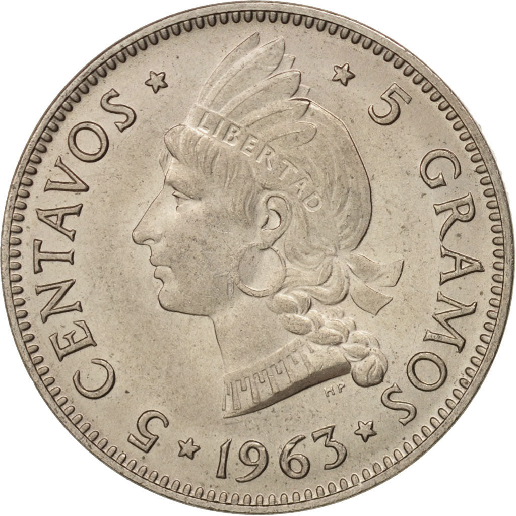 Dominican Republic, 5 Centavos, 1963, MS(63), Copper-nickel