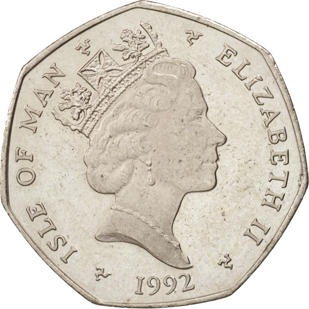 Isle of Man, Elizabeth II, 50 Pence, 1992, MS(60-62), Copper