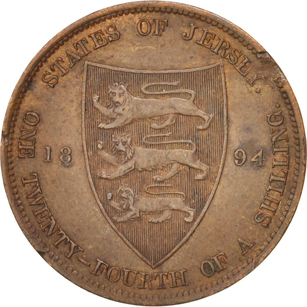 Jersey, Victoria, 1/24 Shilling, 1894, AU(50-53), Bronze, KM:7