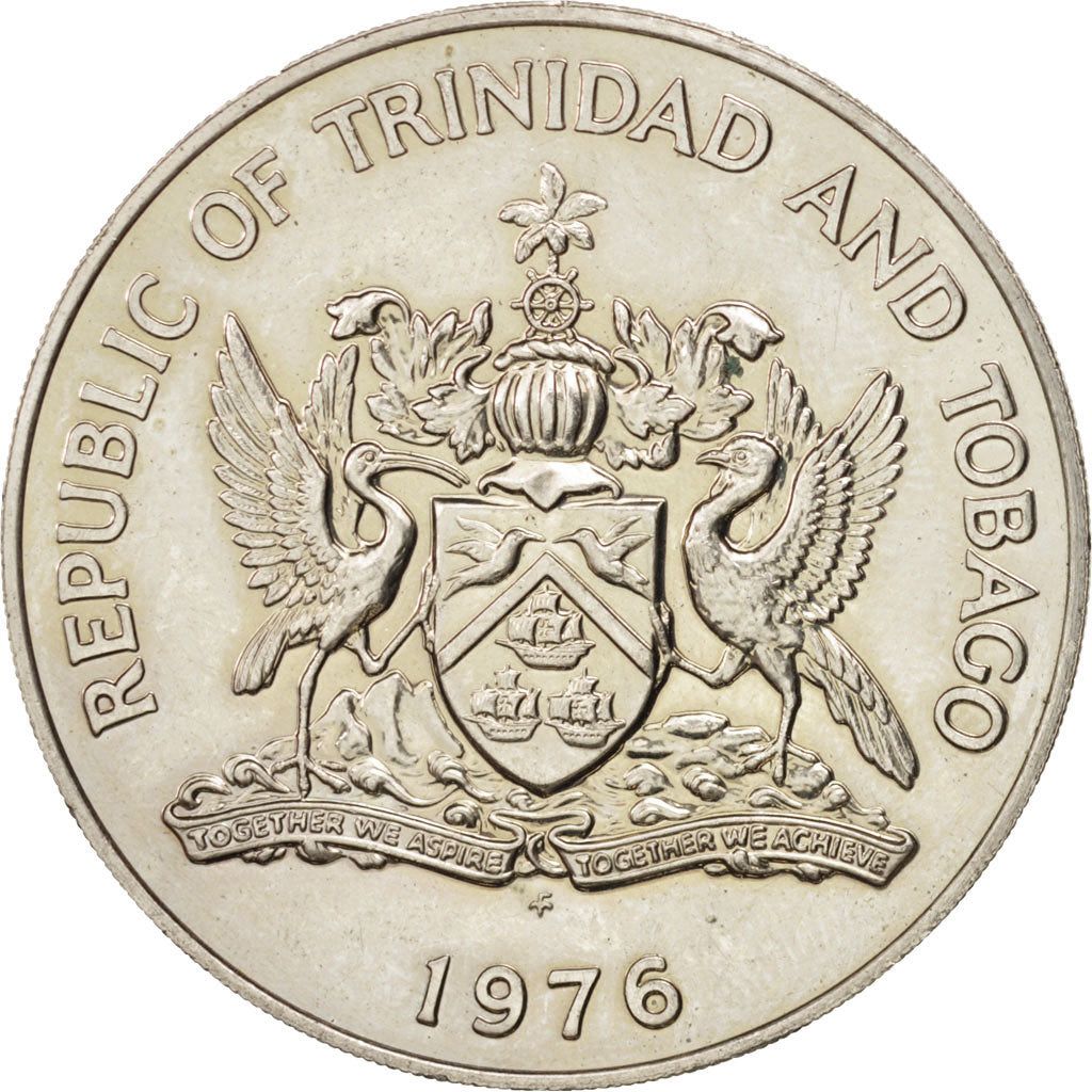 TRINIDAD & TOBAGO, Dollar, 1976, Franklin Mint, AU(55-58), Copper-nickel, KM:34