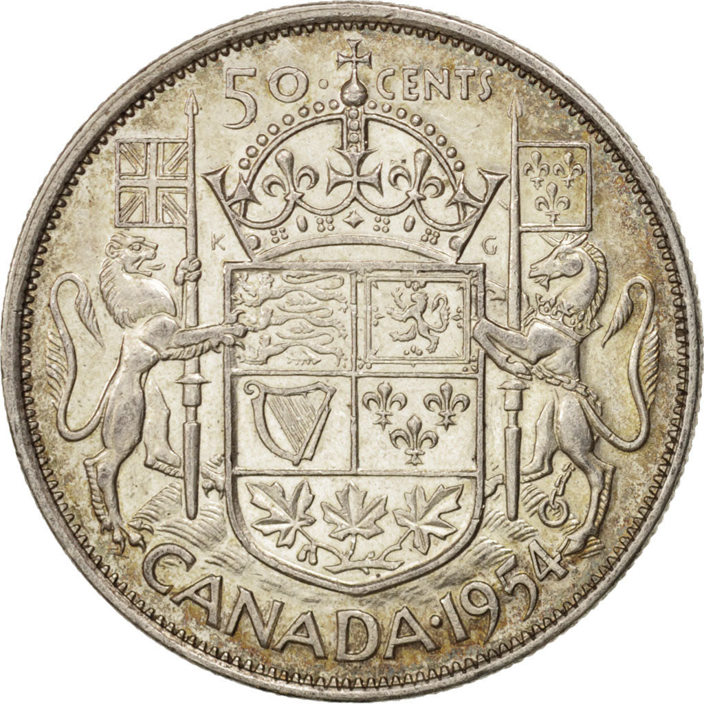 Monnaie, Canada, Elizabeth II, 50 Cents, 1954, Royal Canadian Mint, Ottawa