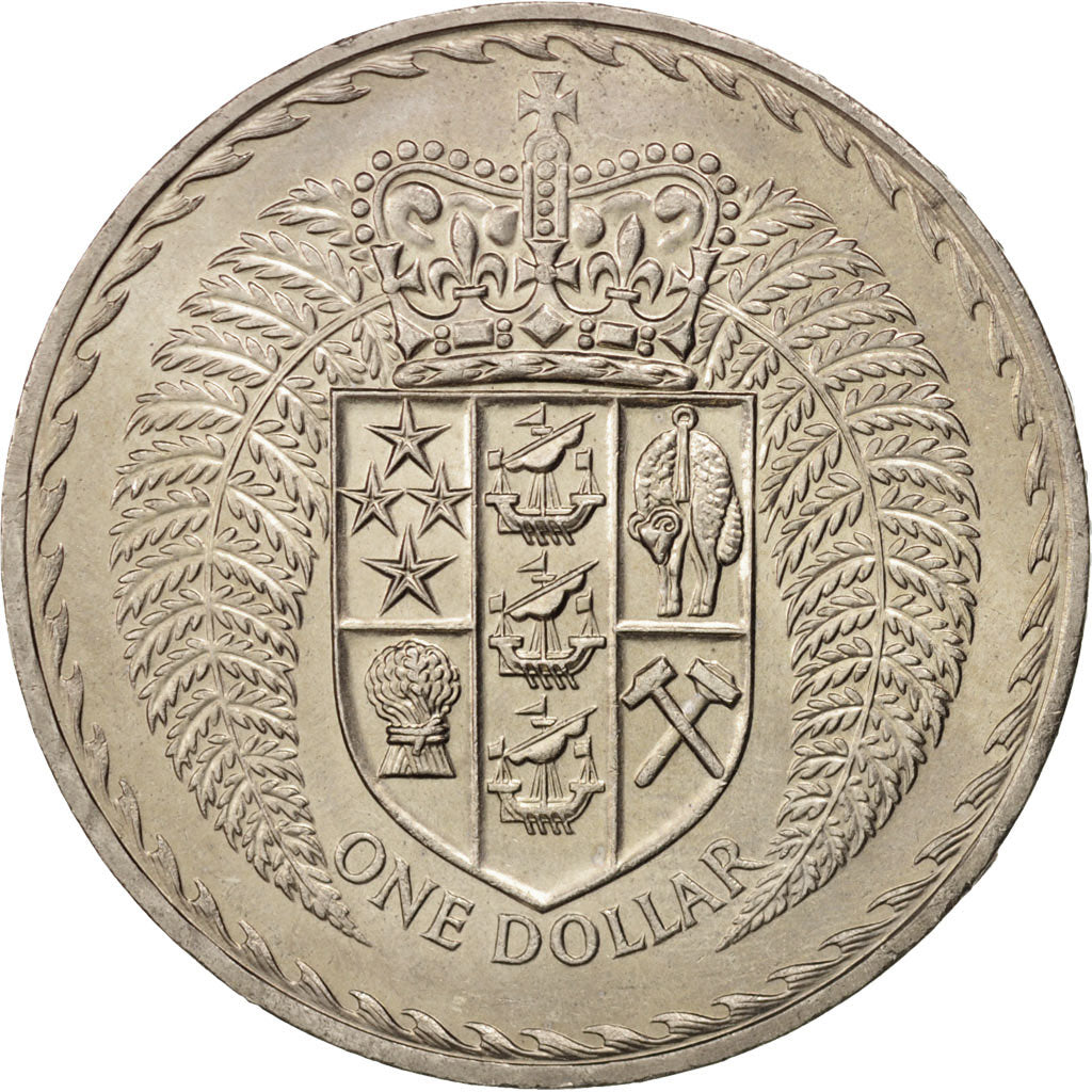 New Zealand, Elizabeth II, Dollar, 1967, AU(55-58), Copper-nickel