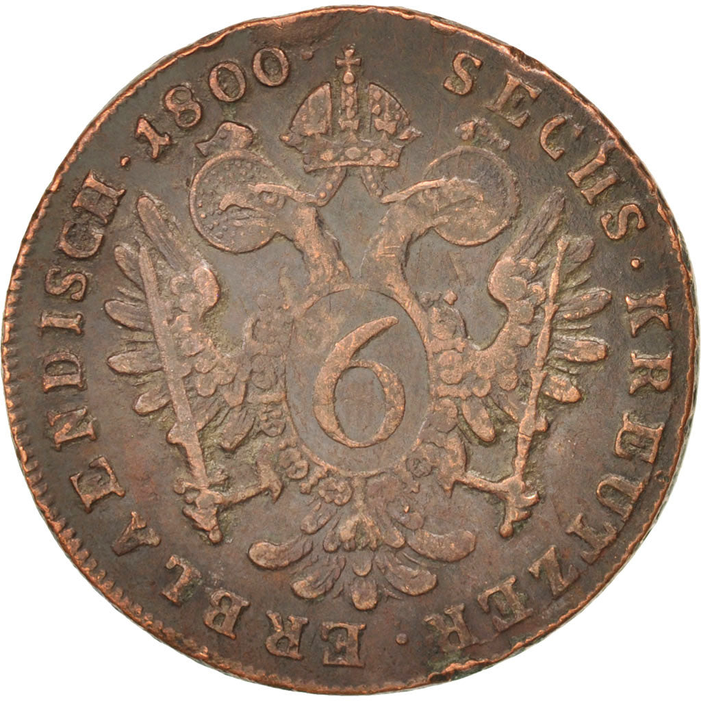 Münze, Österreich, Franz II (I), 6 Kreuzer, 1800, Hall, SS+, Kupfer, KM:2128