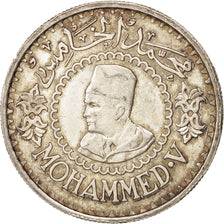 Morocco, Mohammed V, 500 Francs, 1956, Paris, EF(40-45), Silver, KM:54