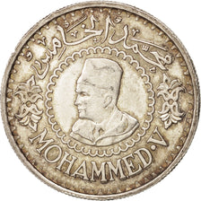 Morocco, Mohammed V, 500 Francs, 1956, Paris, EF(40-45), Silver, KM:54
