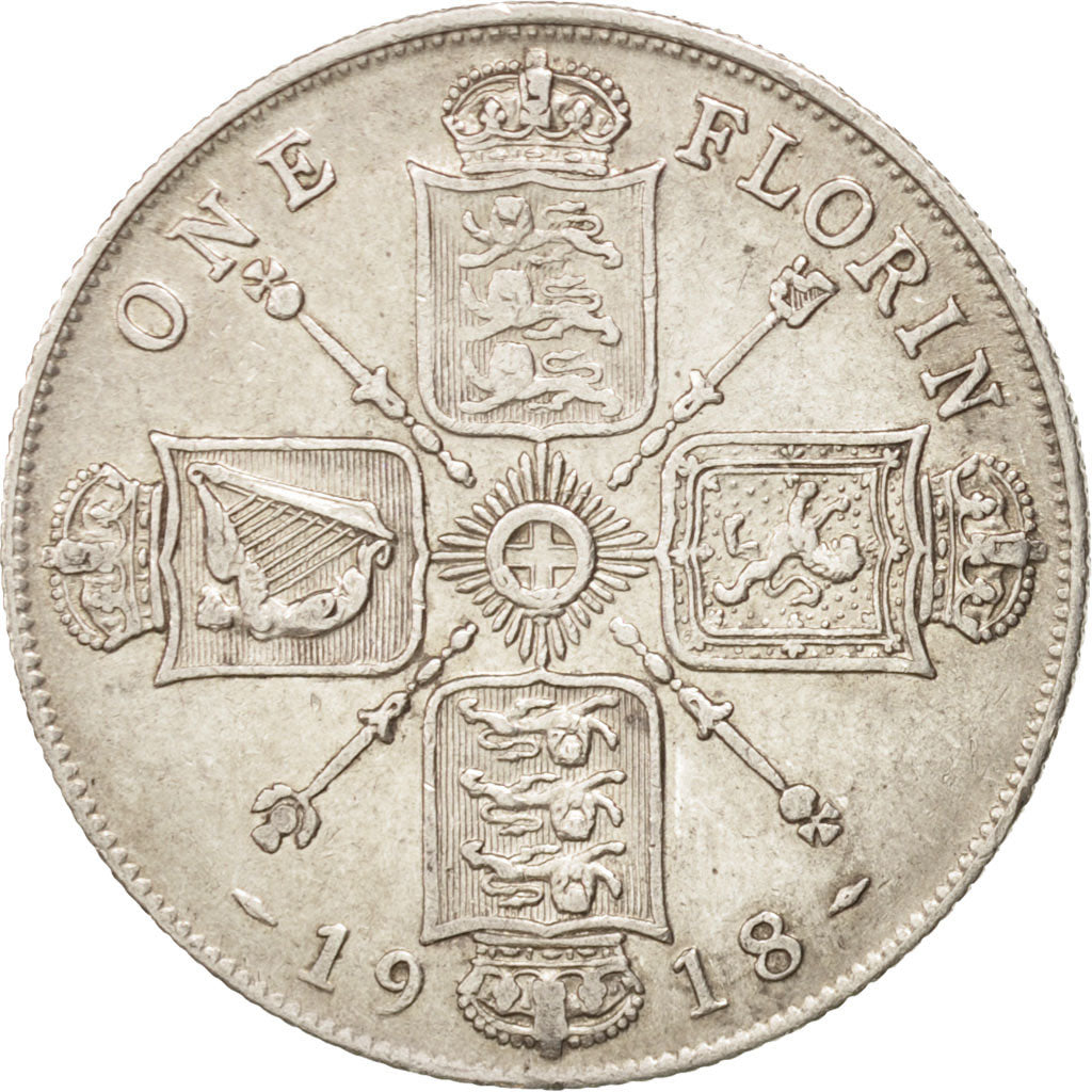 Great Britain, George V, Florin, Two Shillings, 1918, EF(40-45)