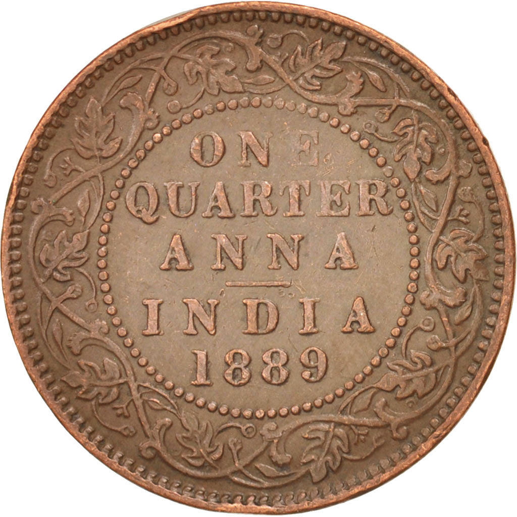 Münze, INDIA-BRITISH, Victoria, 1/4 Anna, 1889, VZ, Kupfer, KM:486