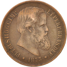 Brazil, Pedro II, 40 Reis, 1873, VF(20-25), Bronze, KM:479