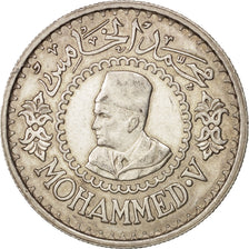 Morocco, Mohammed V, 500 Francs, 1956, Paris, EF(40-45), Silver, KM:54