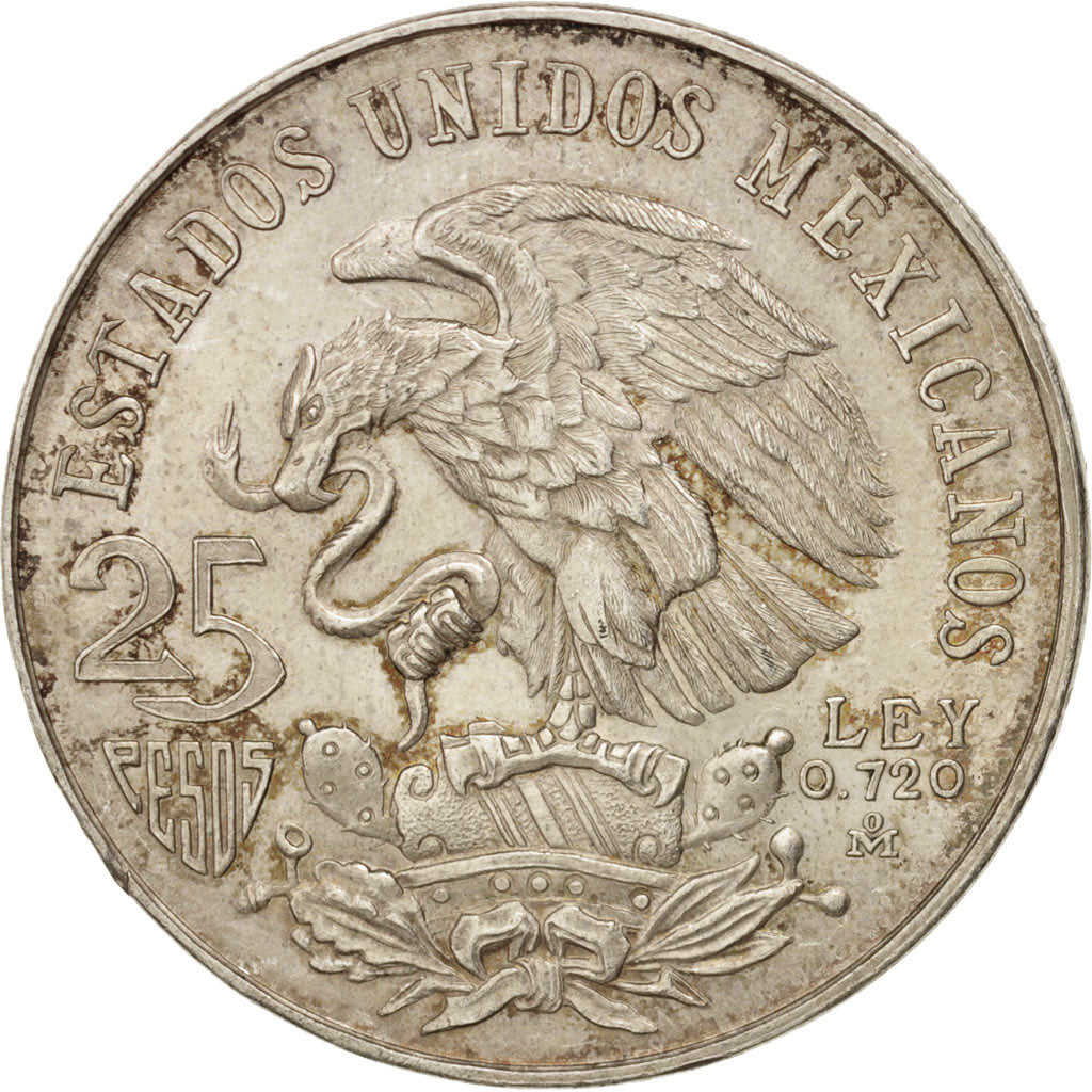 Mexico, 25 Pesos, 1968, Mexico, AU(55-58), Silver, KM:479.1