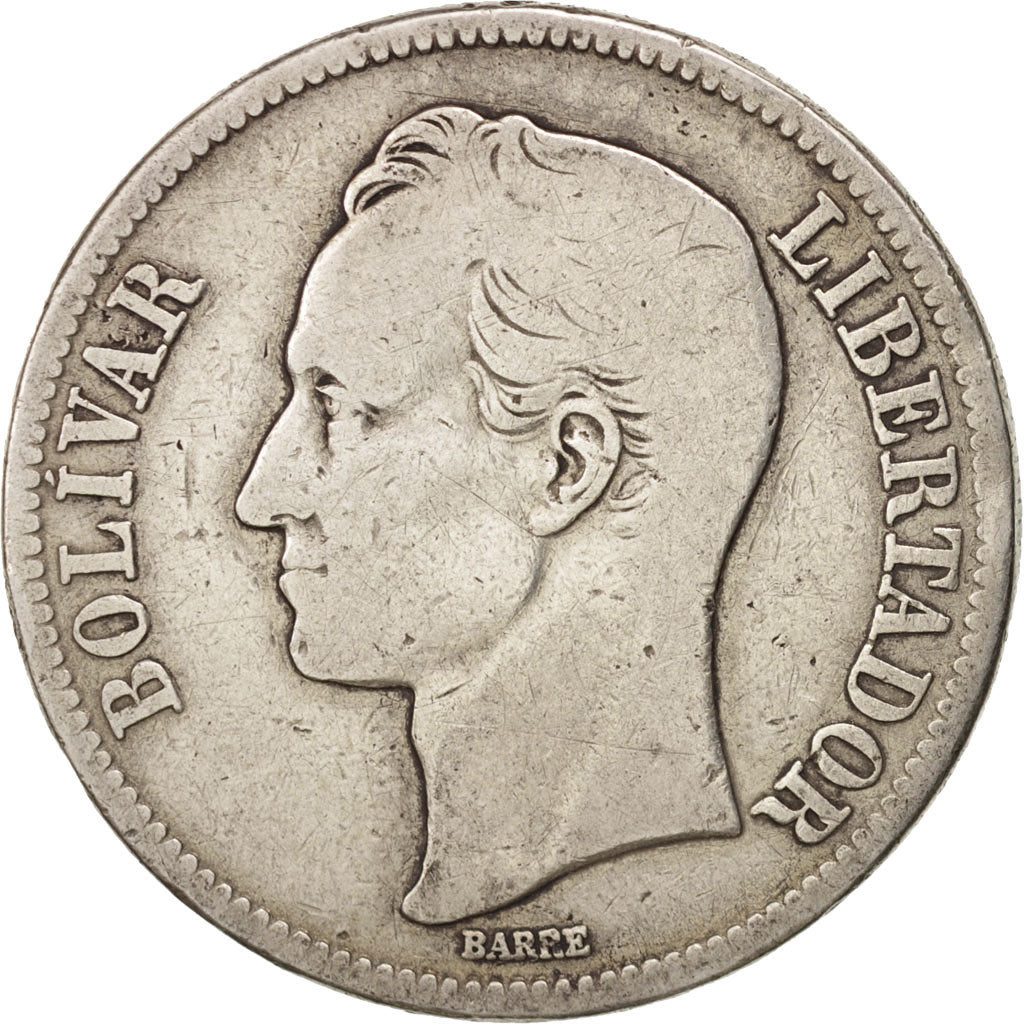 Venezuela, Gram 25, 5 Bolivares, 1935, , VF(30-35), Silver