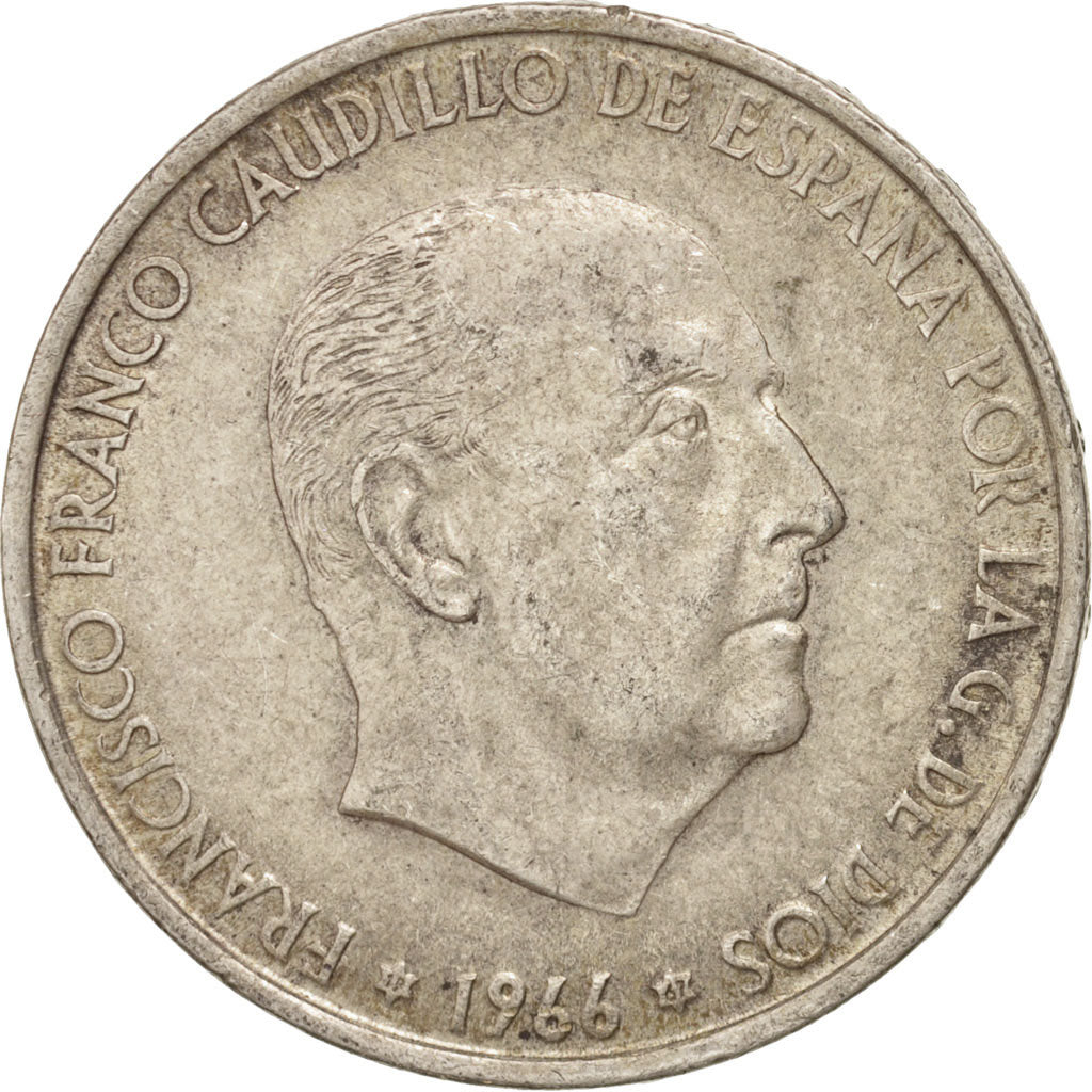 Coin, Spain, Caudillo and regent, 100 Pesetas, 1966, EF(40-45), Silver, KM:797