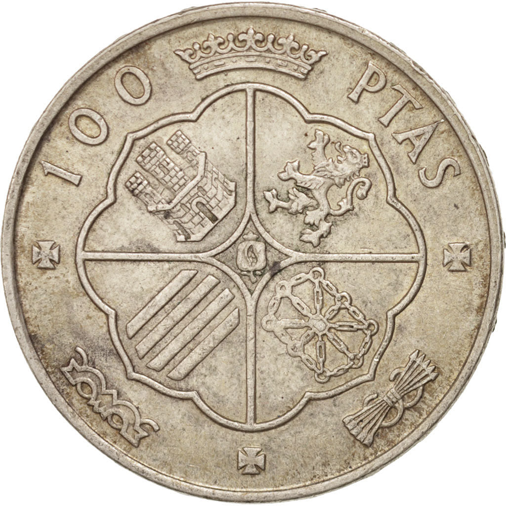 Coin, Spain, Caudillo and regent, 100 Pesetas, 1966, EF(40-45), Silver, KM:797