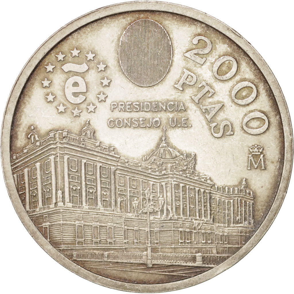 Spain, Juan Carlos I, 2000 Pesetas, 1995, AU(55-58), Silver