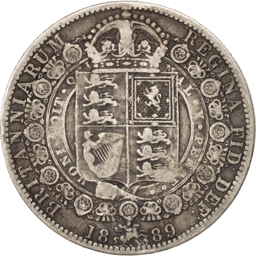 Coin, Great Britain, Victoria, 1/2 Crown, 1889, VF(30-35), Silver, KM:764