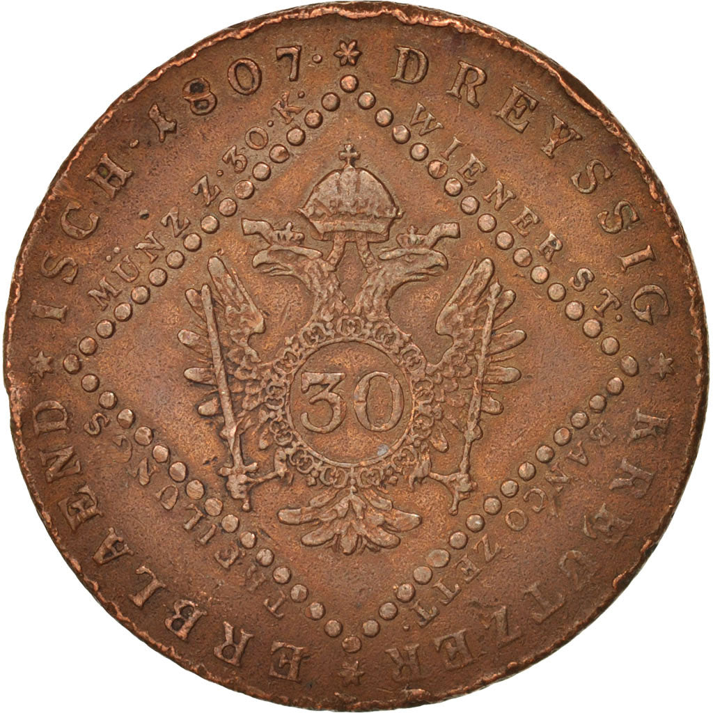 Österreich, 1807, 30 Kreuzer, EF(40-45), Copper, 37.5