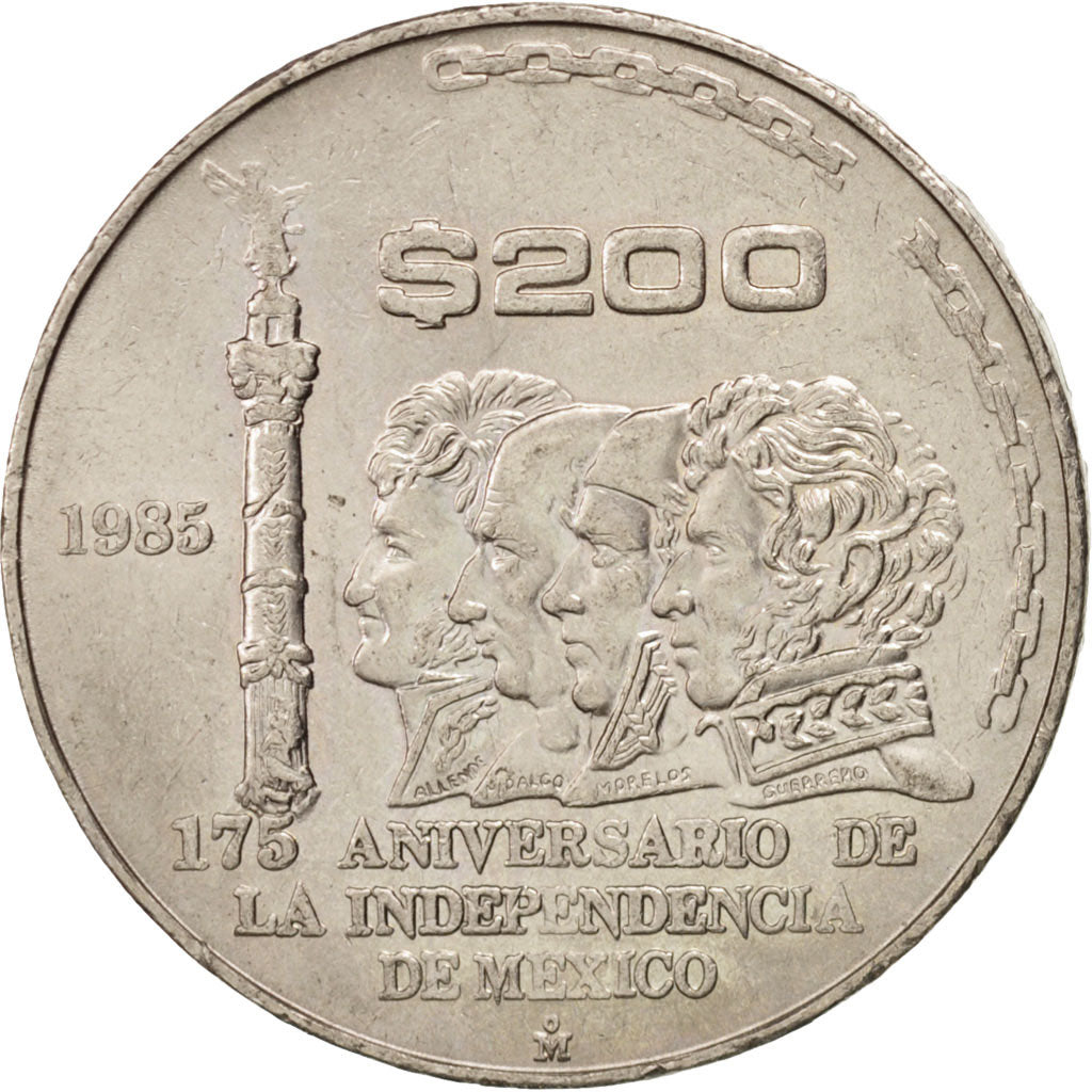 Moneta, Messico, 200 Pesos, 1985, Mexico City, SPL-, Rame-nichel, KM:509