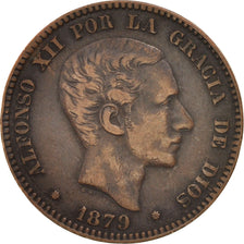 Spain, Alfonso XII, 10 Centimos, 1879, AU(50-53), Bronze, KM:675