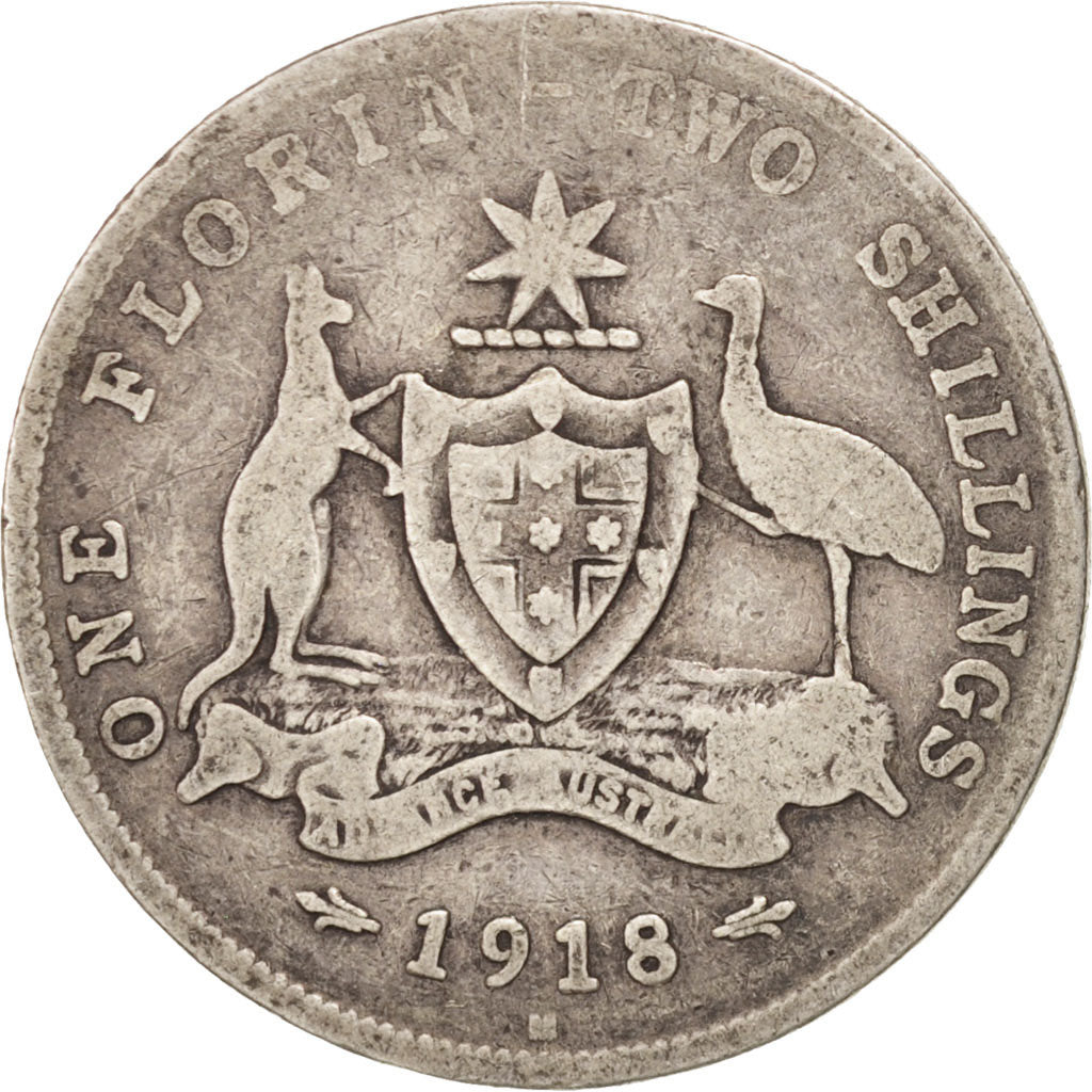 Coin, Australia, George V, Florin, 1918, VF(30-35), Silver, KM:27