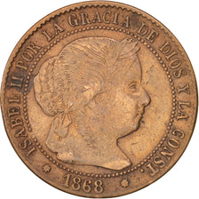 Spain, Isabel II, 2-1/2 Centimos, 1868, Madrid, EF(40-45), Copper, KM:634.2