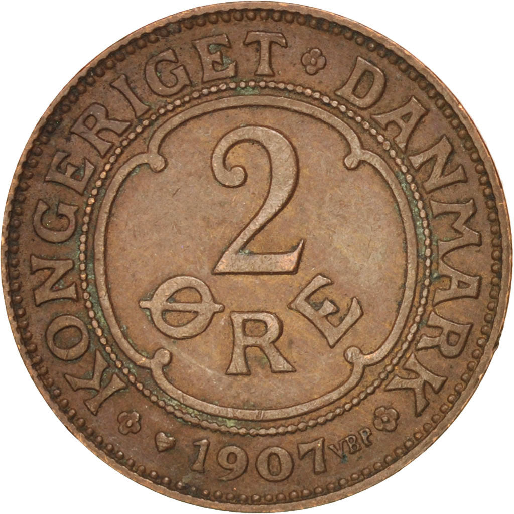 Denmark, Frederik VIII, 2 Öre, 1907, Copenhagen, AU(50-53), Bronze, KM:805