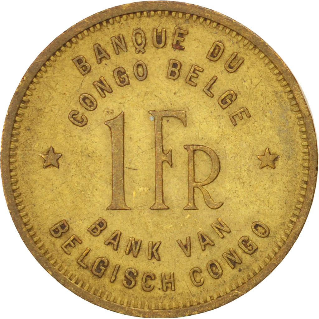 Belgian Congo, Franc, 1944, EF(40-45), Brass, KM:Pn2