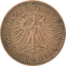 Coin, German States, FRANKFURT AM MAIN, Heller, 1863, AU(50-53), Copper, KM:356