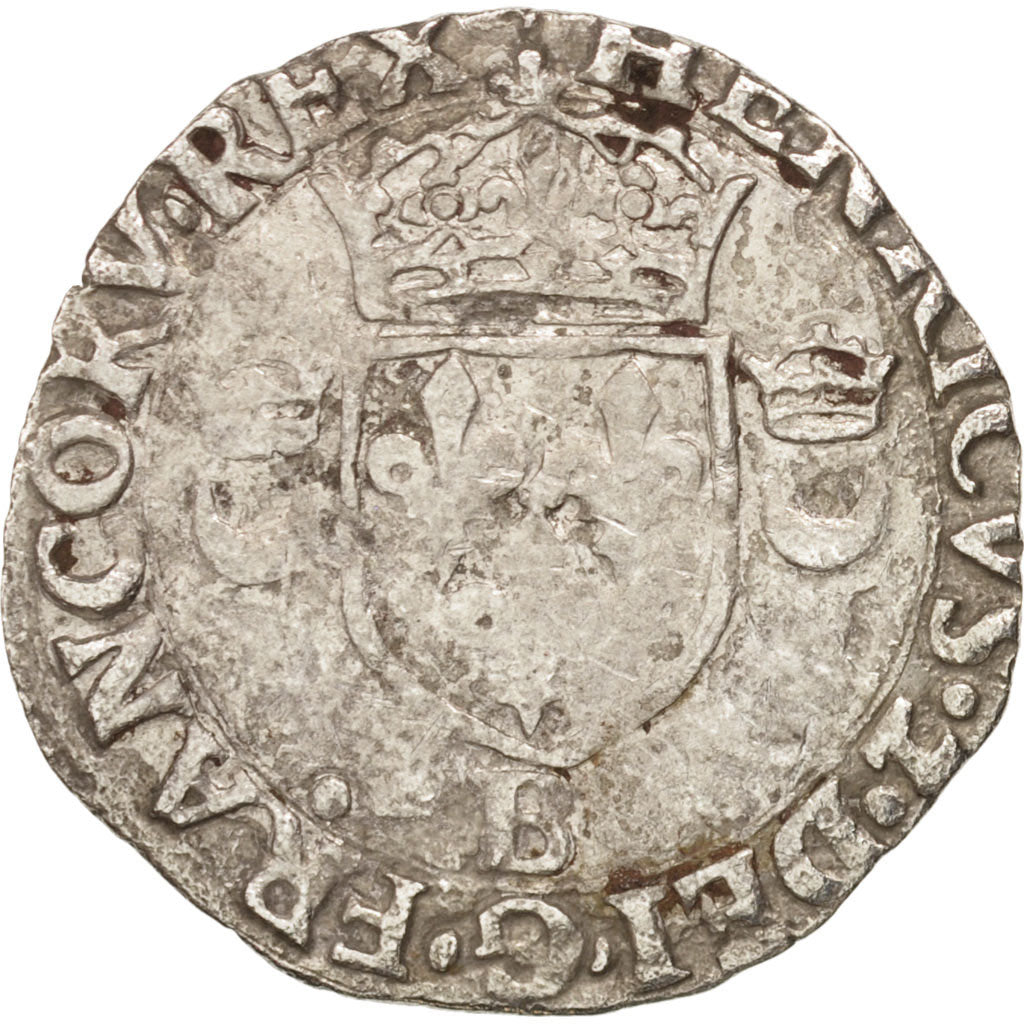Coin, France, Douzain aux croissants, 1551, Rouen, VF(20-25), Billon