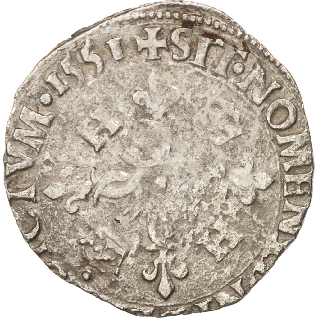 Coin, France, Douzain aux croissants, 1551, Rouen, VF(20-25), Billon