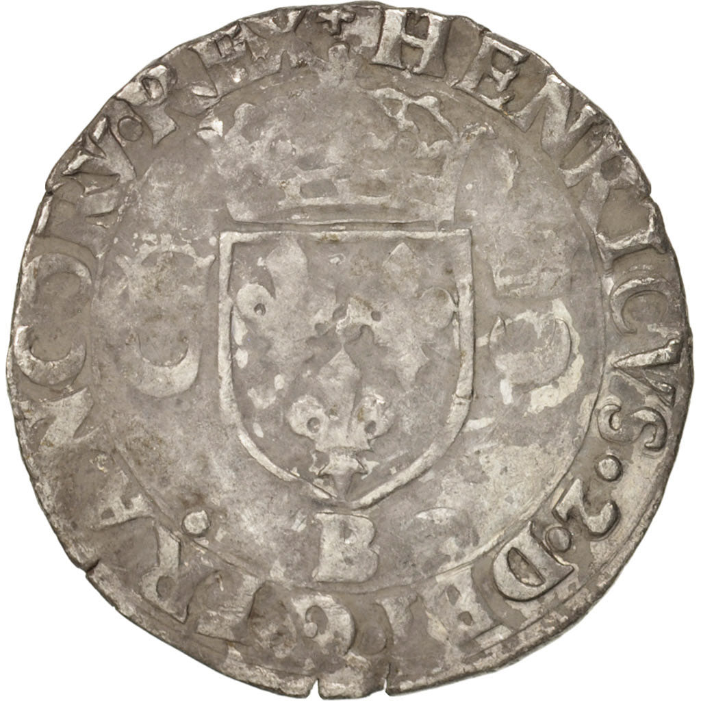 Munten, Frankrijk, Douzain aux croissants, 1551, Rouen, FR, Billon, Duplessy:997