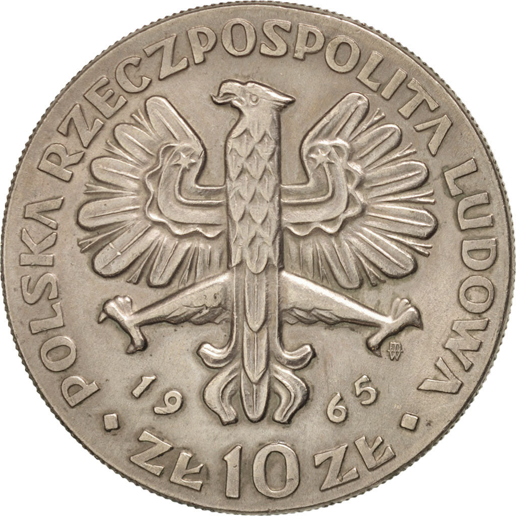 Coin, Poland, 10 Zlotych, 1965, Warsaw, AU(55-58), Copper-nickel, KM:54