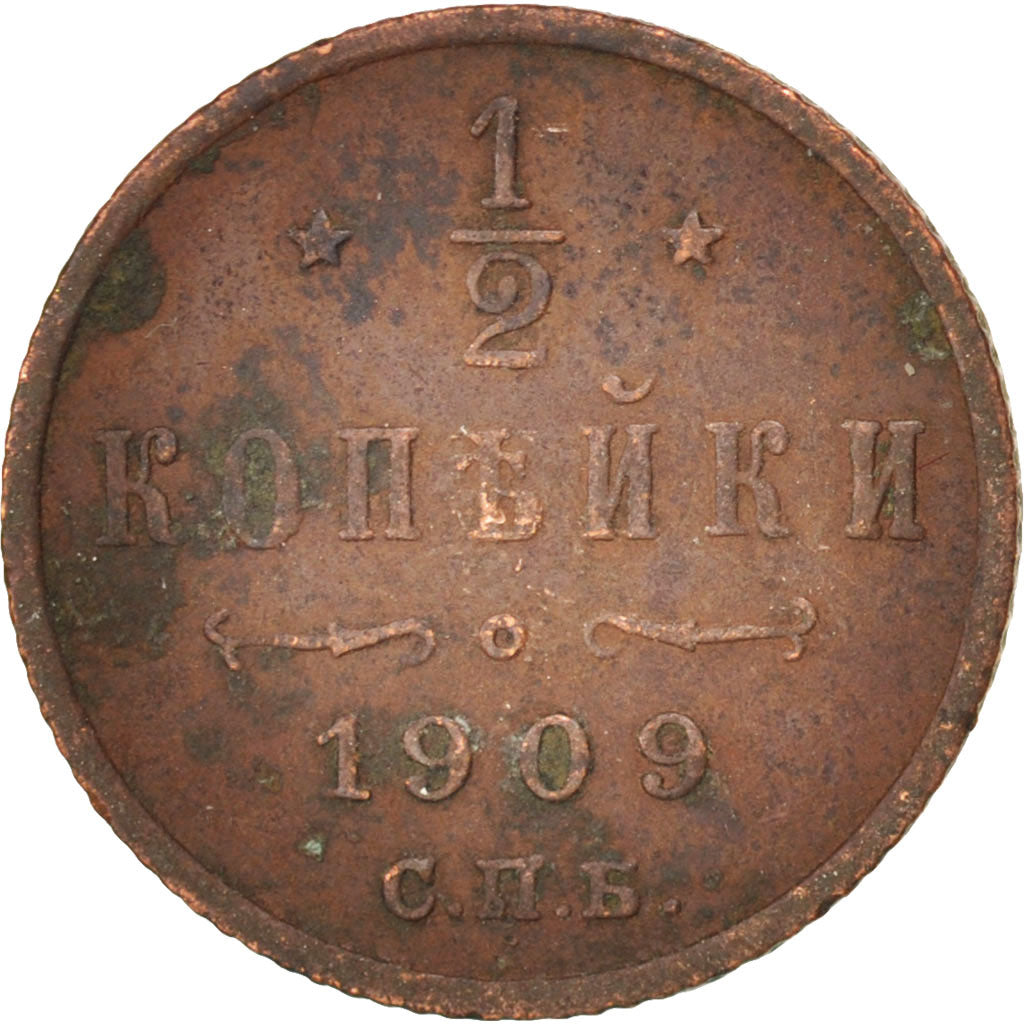 Münze, Russland, Nicholas II, 1/2 Kopek, 1909, Saint-Petersburg, SS, Kupfer