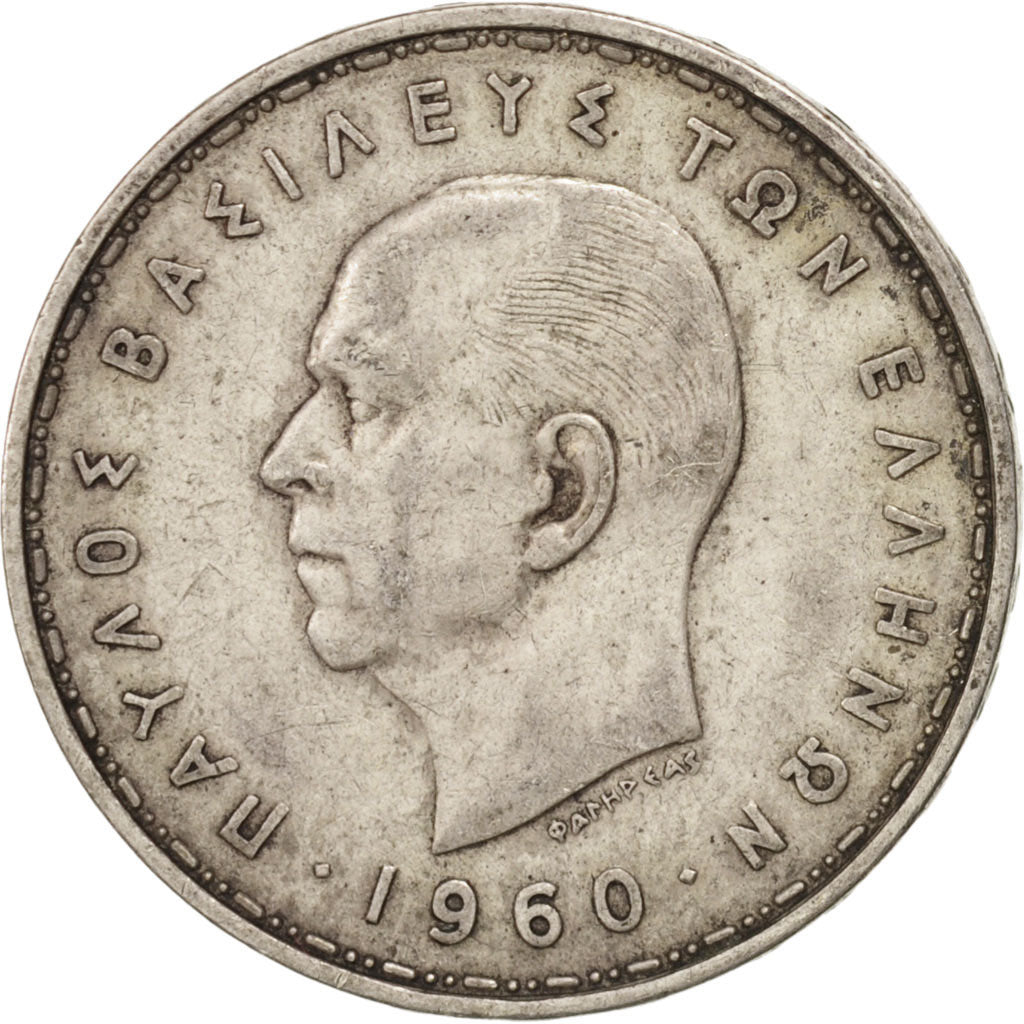 Griechenland, Paul I, 20 Drachmai, 1960, , EF(40-45), Silver, K...