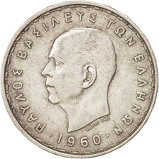 Greece, Paul I, 20 Drachmai, 1960, AU(55-58), Silver, KM:85