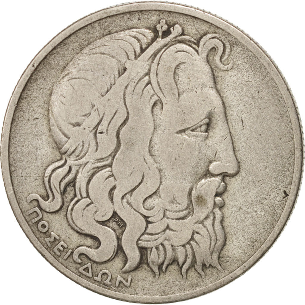 Grecia, 20 Drachmai, 1930, MB+, Argento, KM:73