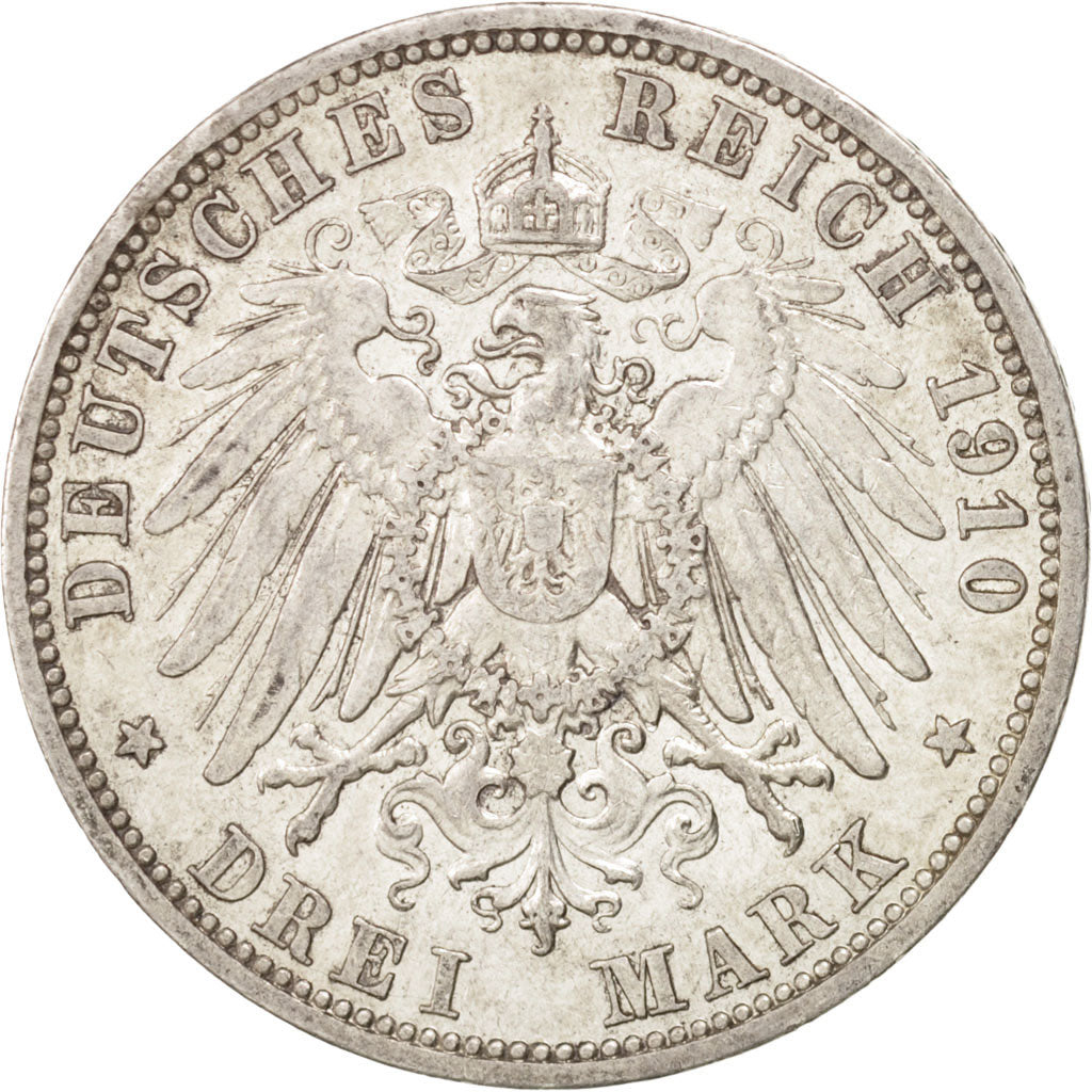 Coin, German States, PRUSSIA, Wilhelm II, 3 Mark, 1910, Berlin, EF(40-45)