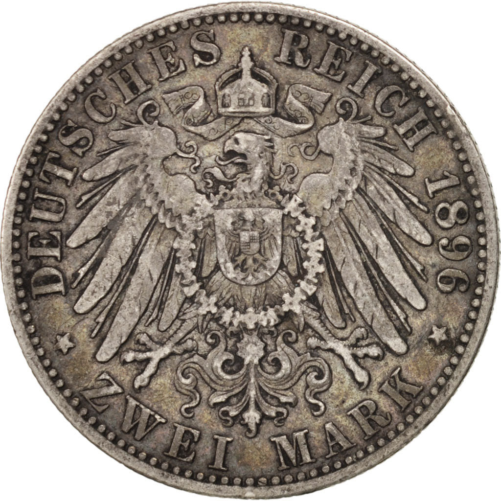 Coin, German States, PRUSSIA, Wilhelm II, 2 Mark, 1896, Berlin, EF(40-45)