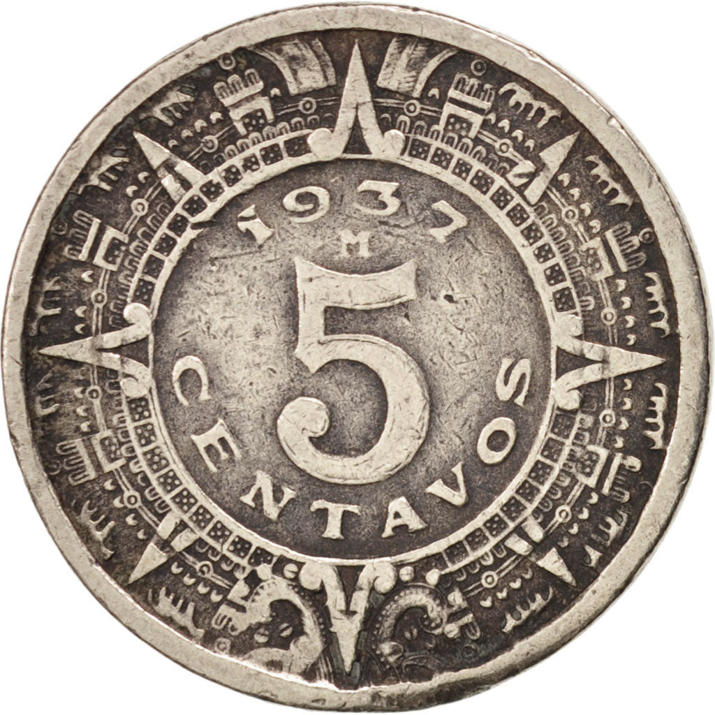 Mexico, 5 Centavos, 1937, Mexico City, VF(30-35), Copper-nickel, KM:423