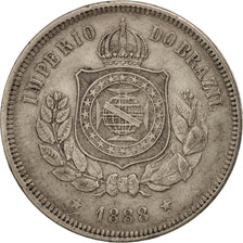 Brazil, Pedro II, 100 Reis, 1888, AU(50-53), Copper-nickel