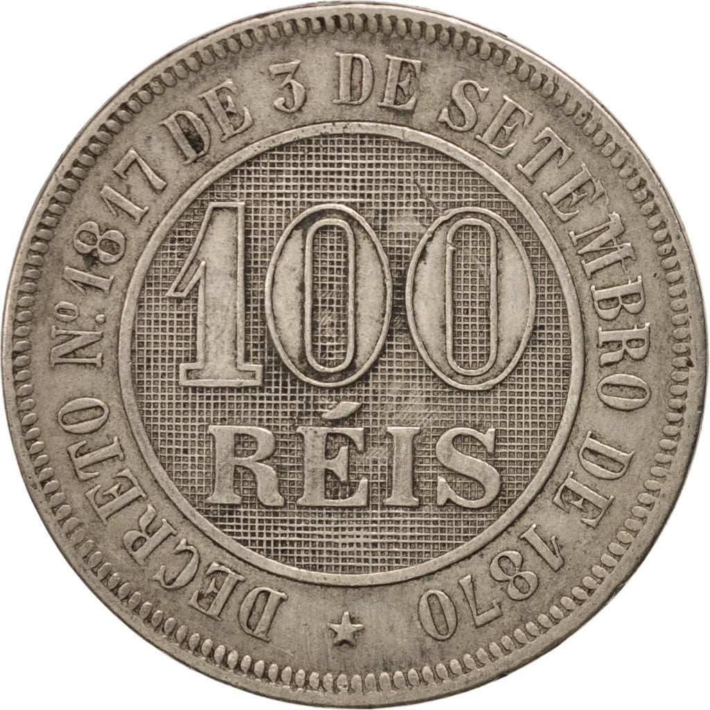 Brazil, Pedro II, 100 Reis, 1888, AU(50-53), Copper-nickel