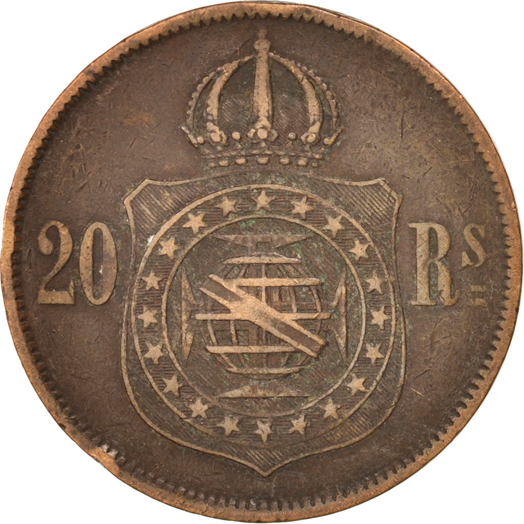 Coin, Brazil, Pedro II, 20 Reis, 1869, VF(30-35), Bronze, KM:474