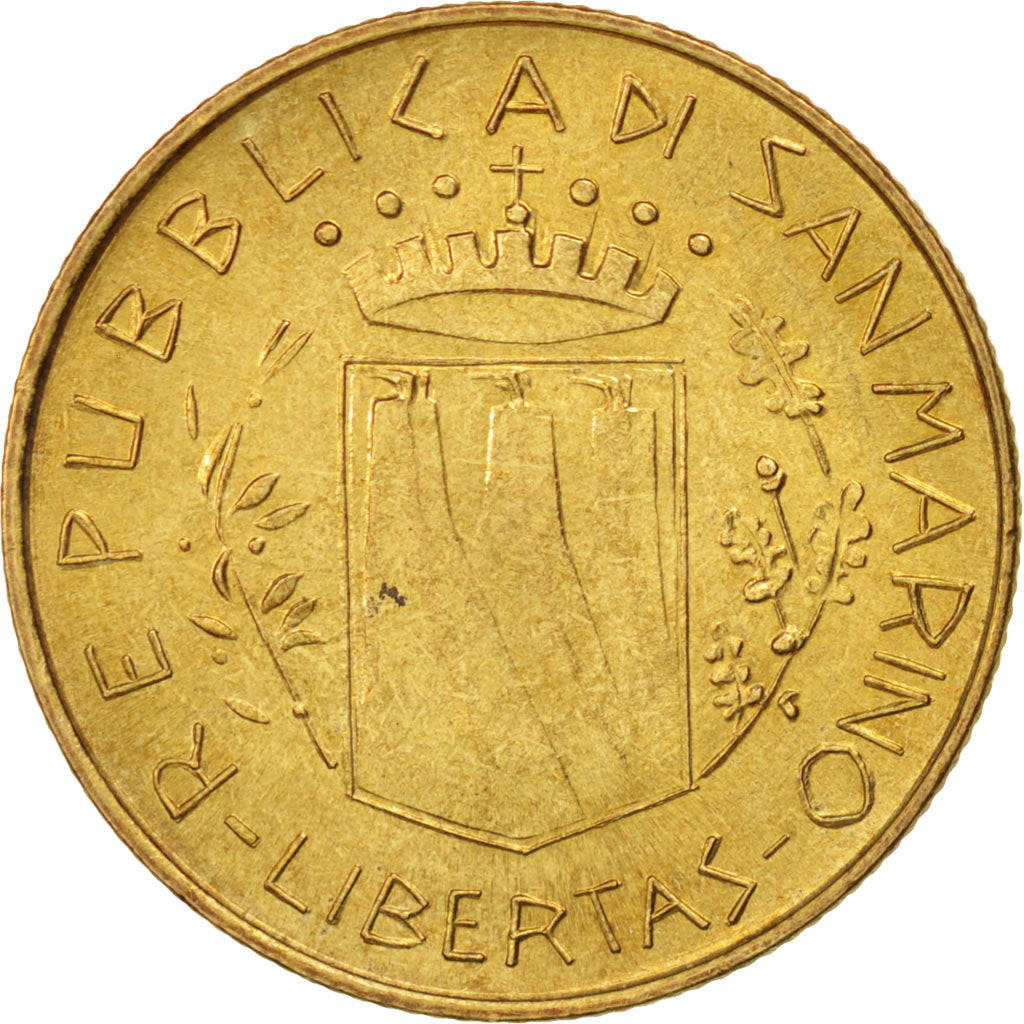 Moneta, San Marino, 200 Lire, 1981, AU(55-58), Aluminium-Brąz, KM:123