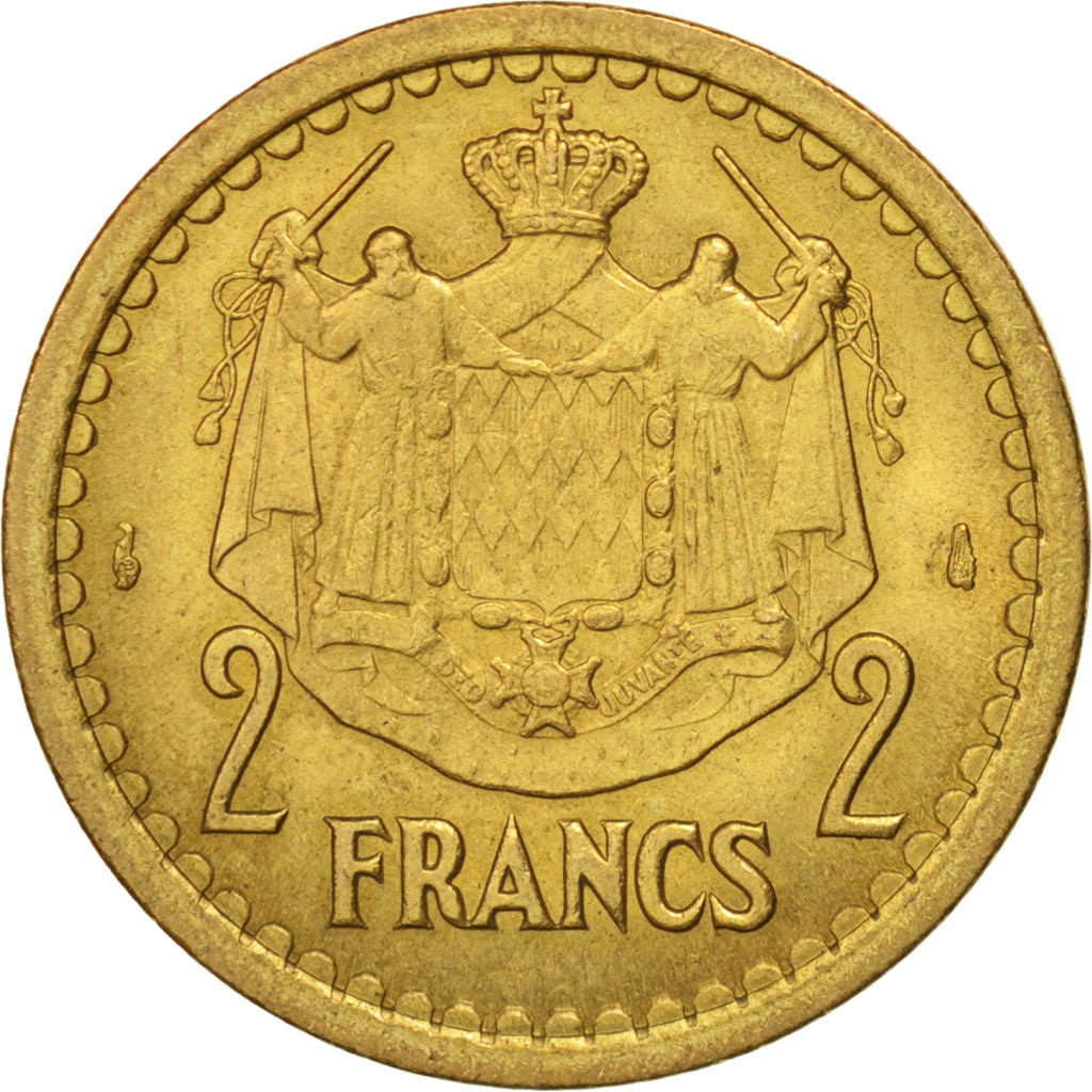 Coin, Monaco, Louis II, 2 Francs, AU(55-58), Aluminum-Bronze, KM:121a